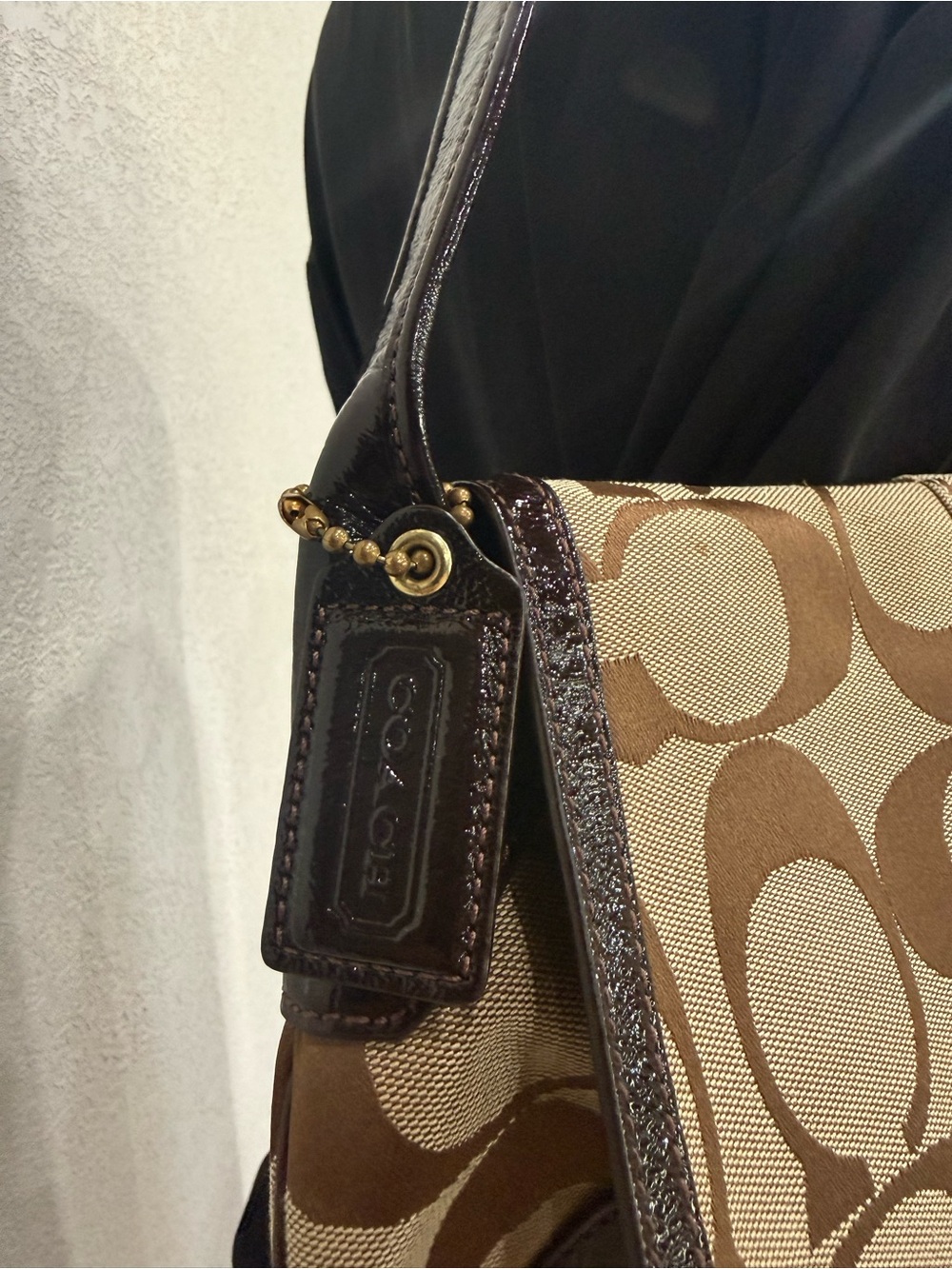 Coach Signature Canvas Shoulder Bag in Tan and Brown - Picture 3 of 12